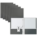Better Office Products 2 Pocket Paper Folders Portfolio W/Prongs, Matte Texture, Letter Size, Gray, 50PK 84223